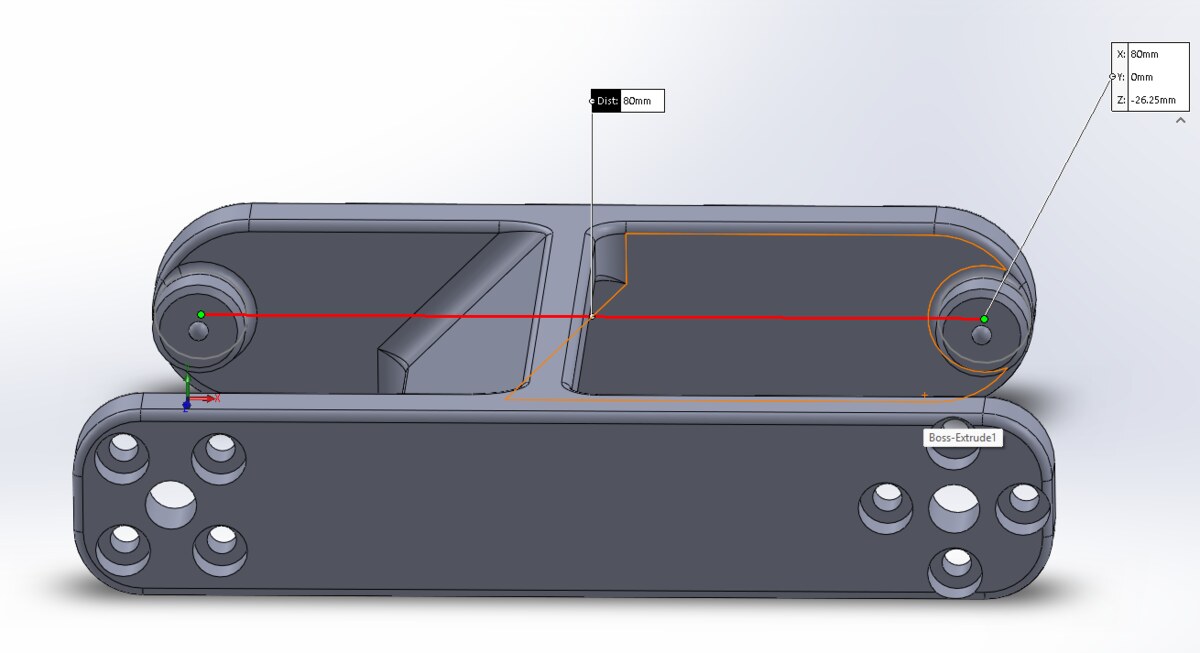 SOLIDWORKS model of a hexapod joint assembly