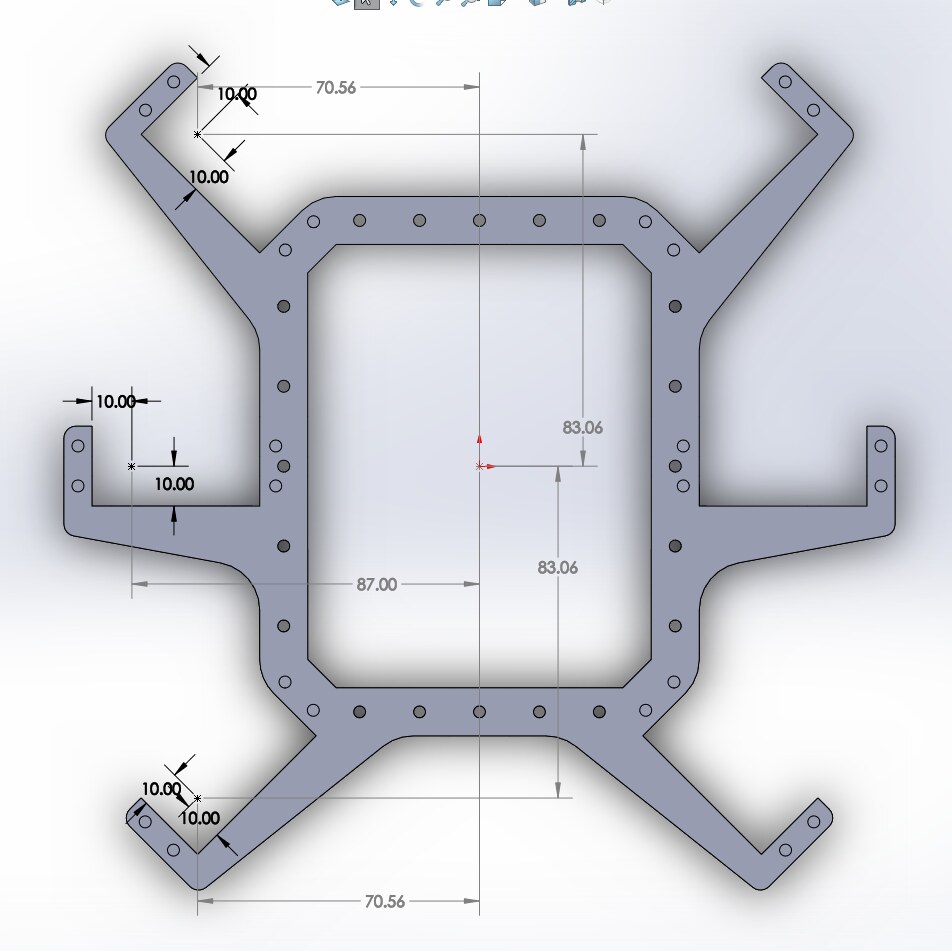 SOLIDWORKS model of the hexapod chassis plate